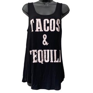 Tacos and Tequila Black Tank Top - size M
